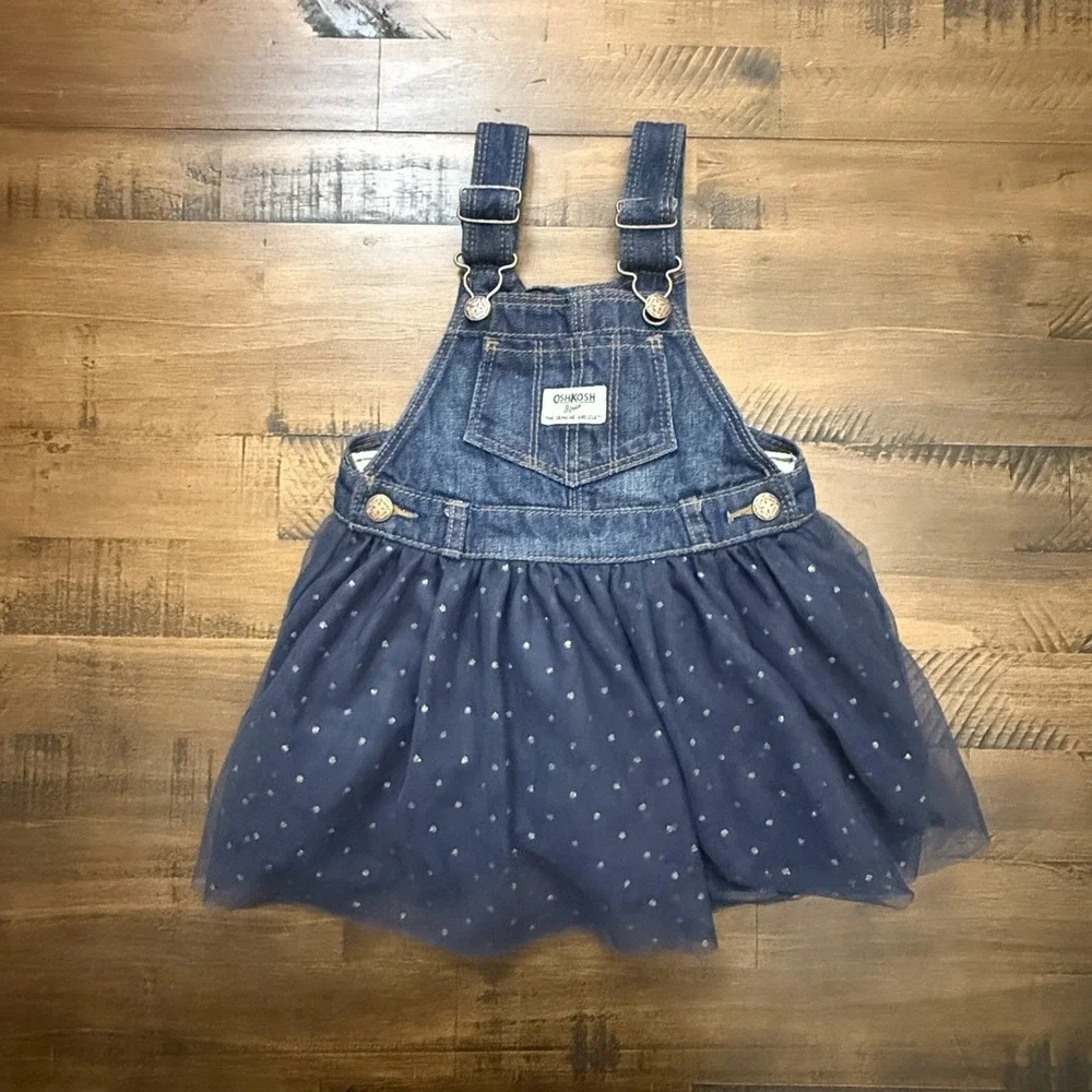 Oshkosh B'Gosh Girls Denim Jumper Tutu Skirt ‎ 24 Months